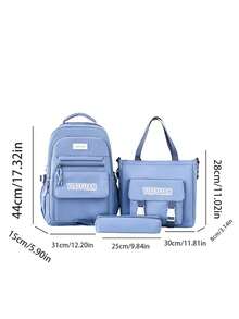 3pcs School Backpack Set, Unisex Design, High Aesthetic Large Capacity Student Bookbag, Suitable For Back To School Season - Multicolor - View 9