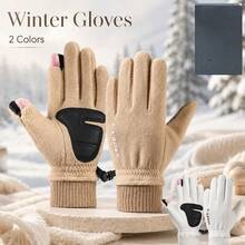 Winter Unisex Fleece Gloves, Touchscreen Fingertip Warm Heating Gloves, With Adjustable Buckle, Windproof Soft Polar Fleece, Suitable For Cycling, Driving, Running, Outdoor And Cold Weather Daily Use - Multicolor - View 9