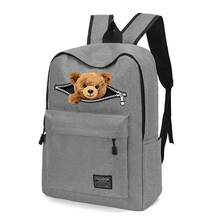 Cute Zipper Bear Print Backpack For Girls And Boys, Suitable For School And Short Trips, Ideal For Students' Daily Commute, Large Capacity Compartment Can Store Laptop And Various Learning Supplies - Backpack - View 3
