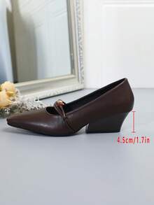 French Style Square Toe Chunky Heel Mary Jane Shoes 2026 New French Evening Shoes With Single Strap For Women - Brown - View 3