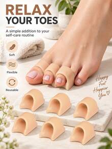 Separadores de dedos reutilizables de gel, adecuados para los dedos gordos, férulas acolchadas suaves para los dedos, almohadillas para pies para hombres y mujeres - Cómodas y suaves, con diseño ergonómico - Cuidado de los pies - Protector de dedos de los pies - Ver 3