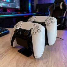 2-i-1 spelkontroll- och headsetställ, universellt skrivbordsställ för förvaring av spelkontroller, robust förvaringshållare i plast, skrivbordsorganizer för gaming, förvaringsställ för gamingutrustning - Svart - Visa 3
