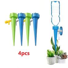4pcs-Automatic Plant Watering Device With Adjustable Control Valve, Indoor And Outdoor Garden Plant Irrigation System, Holiday Plant Nanny. - Multicolor - View 9