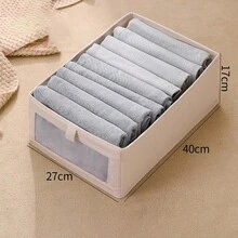 1 Foldable Clothes And Blanket Organizer With Clear Window And Handle, Reinforced Foldable Linen Storage Basket, Cloth Can Be Used As Window Wardrobe Organizer, Large Clothing Storage Box - Grey - View 8