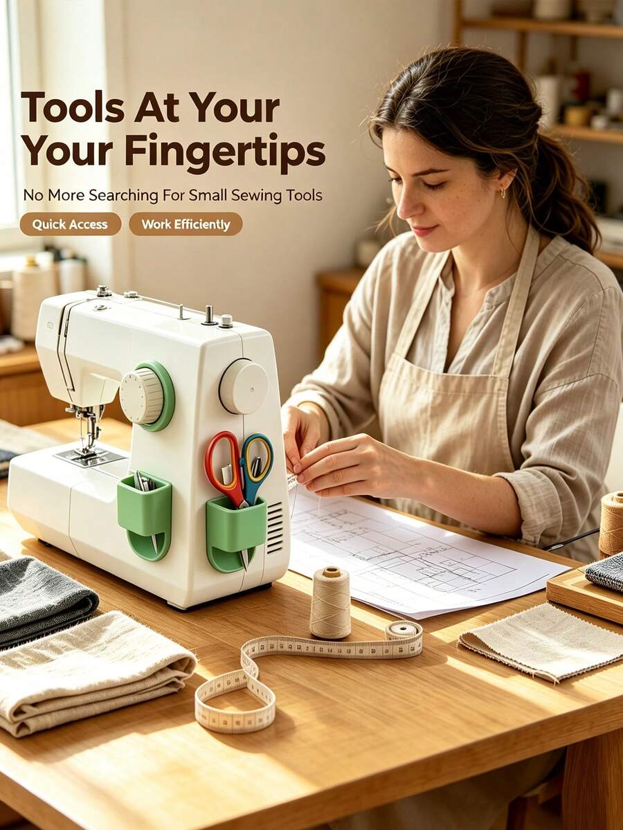Sewing Machine Scissors & Tools Storage Box - Multi-Functional Storage Box Designed For Sewing Supplies. This Practical Storage Unit Can Serve As A Dedicated Organizer For Scissors, Tweezers And Seam Rippers. - Multicolor - View 1