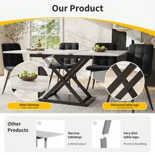 Extendable Dining Table 120-160 X 80 X 75 Cm, Telescopic Kitchen Table With Crossed Metal Legs, Space-Saving Table For Kitchen & Living Room, White & Black - White & Black - View 2
