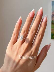 MADEONE 1pc 6-Prong Oval Ring, Suitable For Wedding, Elegant, Formal Occasions And Anniversary Gift - Six-clawed Horse Eyes - View 5