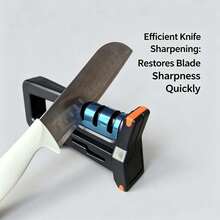 4-In-1 Diamond Quick Knife Sharpener, Dull Blade Killer, Fine Grinding Stone, Household Non-Automatic Knife Sharpener, Portable Kitchen Camping Knife Sharpener - Black Silver - View 2