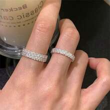 VKHK 2pcs/Set Luxurious Full Rhinestone Zirconia Decorated Ring Set Suitable For Women Wedding Wear Gift - 2-piece Diamond Ring Set - View 7