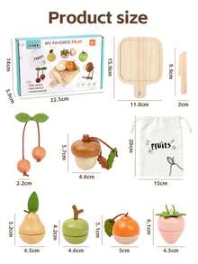 Wooden Toy Kitchen Cutting Set, Pretend Play Educational Toy For Boys And Girls Aged 3+, Fruit And Vegetable Set For Role Play And Fine Motor Skill Development, Perfect Gift For Halloween, Christmas, Birthday - Chopping Board - View 10