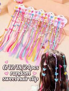 6/12/18/24pcs Random Style Acrylic Cute Sweet Hair Clips, Colorful Mixed Hair Accessories, Butterfly, Flower, Star Sweet Cool Braided Hair Claw, Girls Street Performance Headwear, Daily Wear, Holiday Wear Or As A Beautiful Gift - Multicolor - View 2