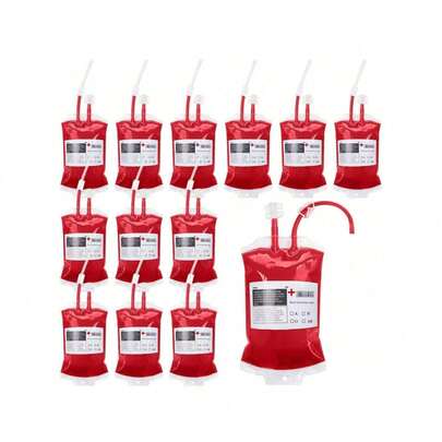 1/10/20pcs Kantong Minuman Kantung Darah Halloween, Wadah Kantung Darah IV yang Dapat Digunakan Kembali, Cocok untuk Vampir, Perawat, Medis, Halloween, Wisuda Dokter/Perawat
