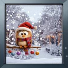 1pc Snowman Static Cling Glass Sticker, Christmas Window Decal, Xmas Glass Decor For Window, Kids Room, Glass Door, Home Holiday Ornament - Multicolor - View 7