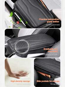 New Universal Car Center Console Sunshade With 2 Storage Pockets - Leather Armrest Box Cover, Waterproof Armrest Box Pad, Armrest Box Cover, Interior Decoration Accessories Suitable For SUV/Pickup/Car, Scratch-Resistant And Wear-Resistant - Style a - View 5