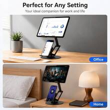 New Thickened Carbon Steel Rotating Stand, Universal Metal Stand For Phones And Tablets, Multi-Functional Desktop Support For Online Classes, Binge-Watching, Low-Angle Shots, And Live Streaming - View 5