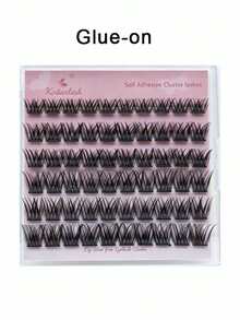 60 Clusters Self-Adhesive False Eyelashes, Compressed Lash Clusters, Natural Style 10-16mm Self-Adhesive False Eyelashes, Natural Lash Extensions, Glue Required Version - Black - View 8