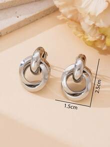 1 Pair Classic Versatile Fashionable Elegant Silver Geometric Cross-Wrapped Women's Ear Clips (No Piercing Required) - Silver - View 6