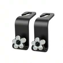 2pcs Shiny Silver Flower Decor Car Seat Hooks, Multi-Functional Creative Small Hooks, Atmospheric Girly Style Car Interior Accessories - A - View 8