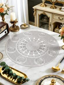 1-12pcs Sunflower Pattern Gold Placemats, European Luxury PVC Round Waterproof Oil-Proof Table Mats, Suitable For Weddings, Gatherings, Western Restaurants, Holiday Banquets - Multicolor - View 12