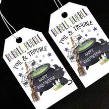 50pcs/Set Halloween Paper Greeting Cards Hanging Tags, Cartoon Hanging Labels For Happy Halloween Party Decoration And Birthday Gift Packaging Supplies - 50 Pieces/set - View 8