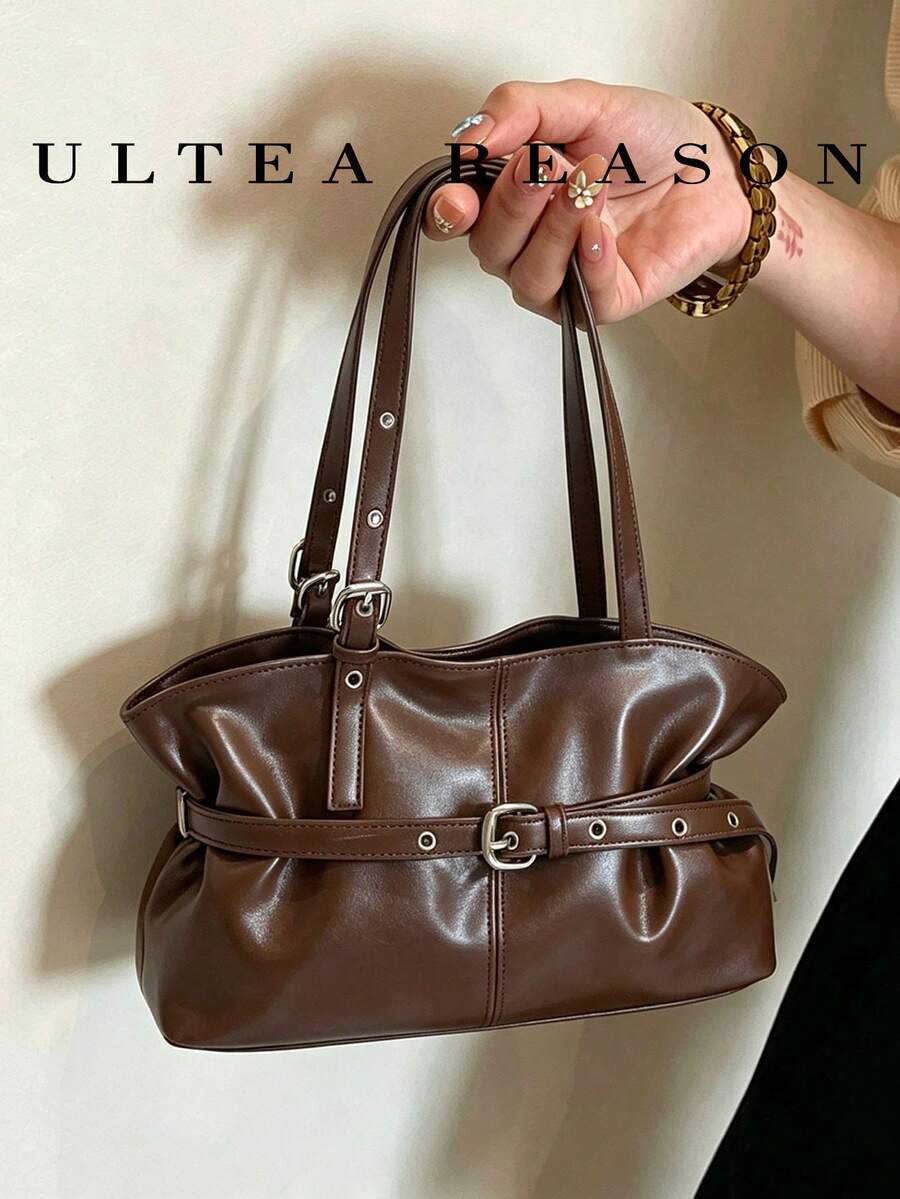 1pc Solid Color PU Leather New Women's Backpack, Shoulder Bag, Tote Bag, Fashion Square Handbag, Suitable For Commuting, Shopping, Dating