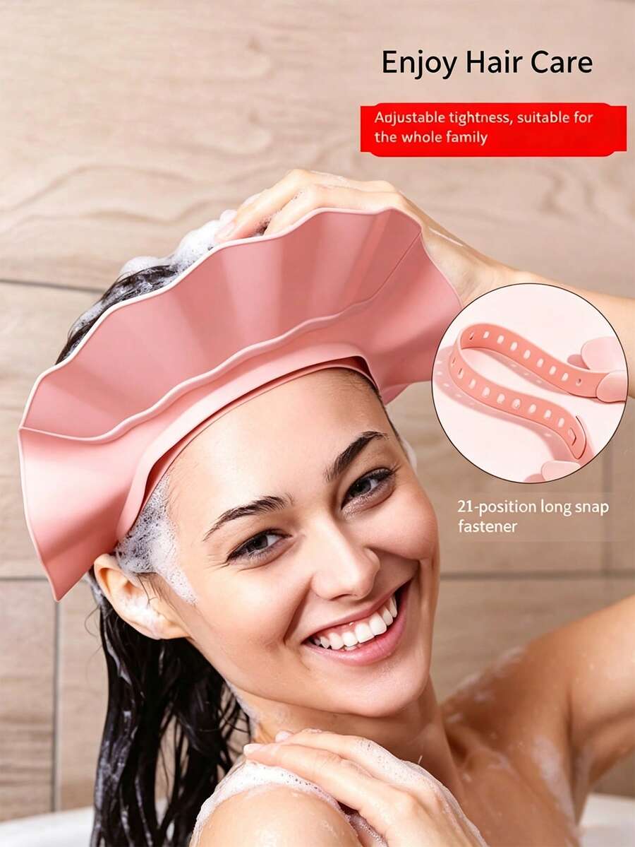 1pc Adjustable High Quality Bath Cap With Ear Protection, Fits All Head Sizes For Hair Washing,Sturdy Design Won't Collapse During Rinsing - Multiple Styles - View 1