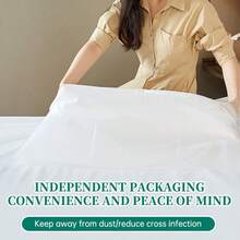 4-Piece Bed Sheets Set Towel Hotel Quilt Cover Bedding Dirty Proof Pillowcase Dirty Quilt Cover Portable Travel Essential - White - View 5