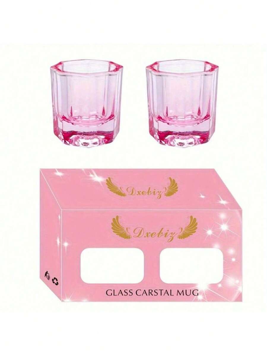 2pcs Nail Art Cups, Nail Liquid Bowl, Moisturizing Dish, Acrylic Powder Box, Acrylic Nail Bowl - Multicolor - View 1