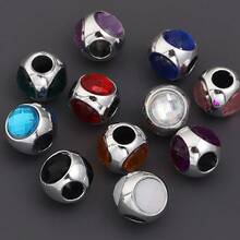 10pcs/Pack Zinc Alloy Three-Sided Rhinestone Large Hole Beads 11mm Elegant Palace Style Colorful Spacer Beads For Bracelet Necklace Keychain Phone Pendant Handmade DIY Earring Hair Accessory Jewelry Findings - Three-sided Rhinestone Beads - View 6