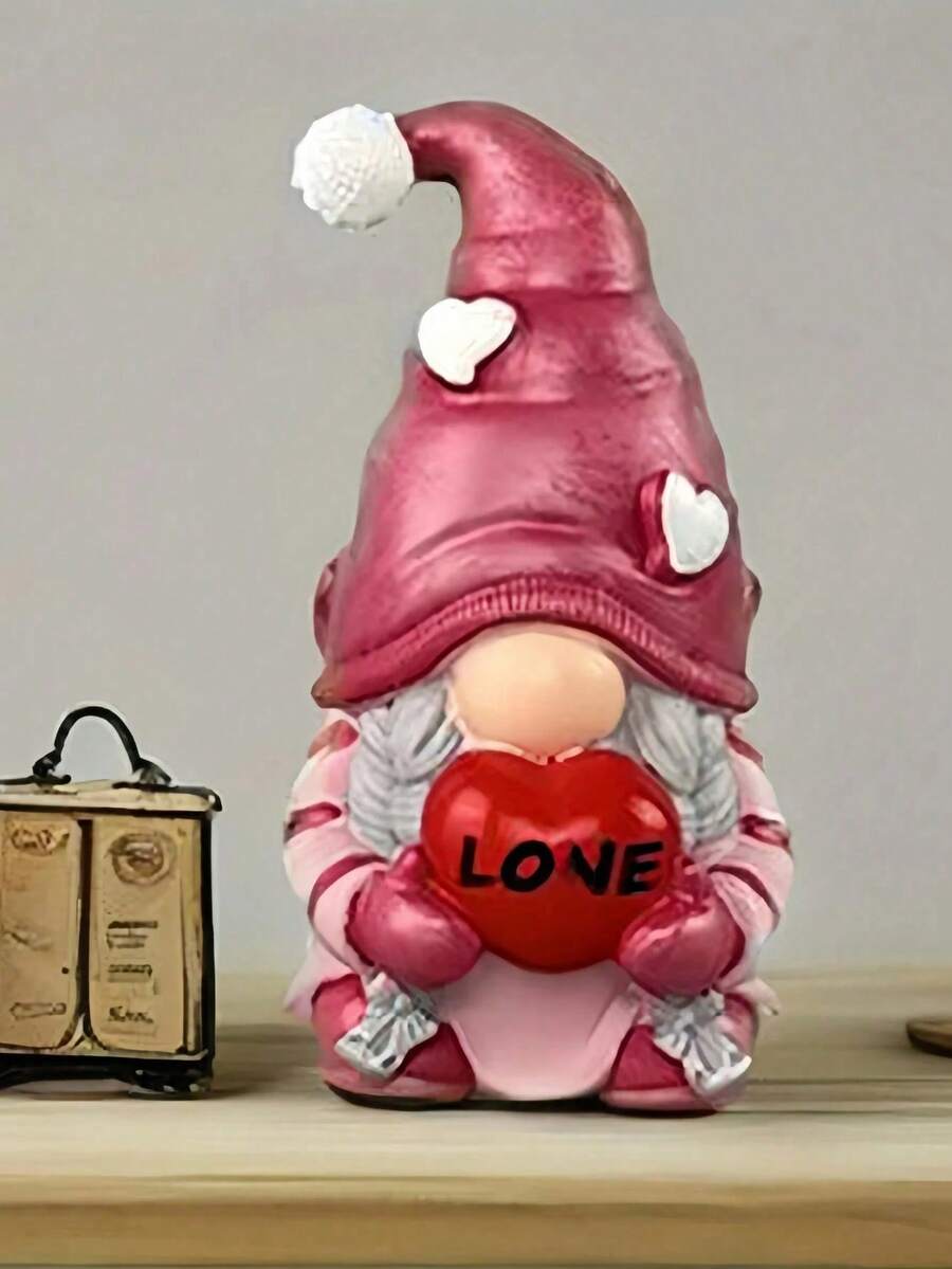 1pc Resin Craft Furniture Decor Ornament, Xinfeng And Love Rabbit Decorative Figurine, Resin Ornament Birthday Gift Home Decor - B - View 1