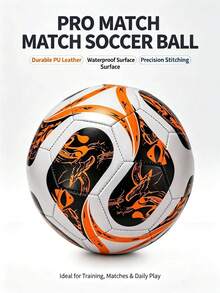 1pc Size 5 Standard Soccer Ball, Indoor & Outdoor Use, Competition Training, Gift Inflatable PU Leather Multi-Color Team Sports Football (Football Shipped Deflated) - Orange - View 3
