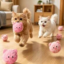 10pcs/1pc Pink Pig Pet Interactive Bouncing Sound Toy Ball, Cat Interactive, Self-Entertainment Toy For Dogs And Cats To Play And Relieve Boredom, Sound-Attracting Toy For Dogs And Cats, Durable Material, Slow Rebound Pet Companion Play Toy, No Electricity, Christmas Gift - Pink - View 5