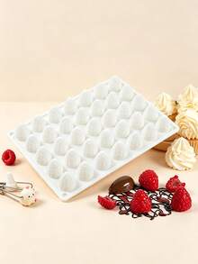 35-Cavity 3D Raspberry Silicone Mold, Fondant Chocolate Candy Baking Tool For Cake Cupcake Decor - White - View 2