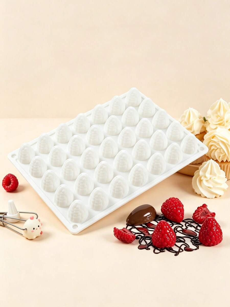 35-Cavity 3D Raspberry Silicone Mold, Fondant Chocolate Candy Baking Tool For Cake Cupcake Decor