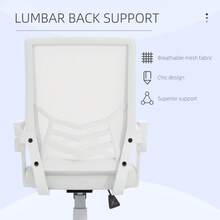 Mesh Office Chair, Computer Desk Chair With Flip-Up Armrests, Lumbar Back Support And Swivel Wheels, Black On-Site - White + Polyester - View 6