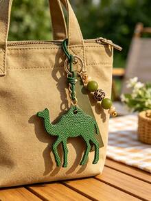 Leopard Beaded Wristlet Camel Keychain, Faux Leather Camel Animal Pendant Key Ring, Fashion Bag Charm Car Key Accessory,Ramadan Holiday Gift For Women - Multicolor - View 4