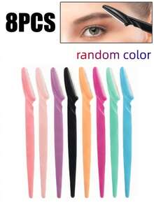 48/24/16/8pcs Portable Eyebrow Trimmer Set, Ergonomic Handle Body Hair Remover, Shaver With Anti-Scratch Blade Guard, Beauty Tool - Multicolor - View 11