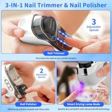 Electric Nail Clipper, Electric Automatic Nail Clippers For Seniors With LED Light & 3 Speeds, Painless Nail Cutter For Seniors, Adults, Kids And Babies For Fingernails And Toenails (White) - 1 - View 5