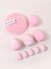10Pcs Makeup Sponge Set,Soft Elastic Wet‑Dry Dual‑Use Cosmetic Tools For Foundation, Concealer, Makeup Removal - Pink - View 5