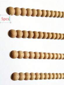 10pcs Half-Round Beaded Wood Trim, Unfinished, Suitable For DIY Decoration, Cabinets, Furniture, Panels, Slat Walls And Other Projects - Beige - View 10