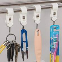 10pcs Multi-Function Hook Clips - Can Be Slid Onto Round Bars, Flexible Rotation Without Jamming. Dual-Head Design, Stable Clamping Force Resistant To Falling Off, Position Adjustable - Wall Mountable - Easy Installation - Suitable For Kitchen, Bathroom, Living Room - View 2