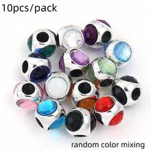 10pcs/Pack Zinc Alloy Three-Sided Rhinestone Large Hole Beads 11mm Elegant Palace Style Colorful Spacer Beads For Bracelet Necklace Keychain Phone Pendant Handmade DIY Earring Hair Accessory Jewelry Findings - Three-sided Rhinestone Beads - View 16