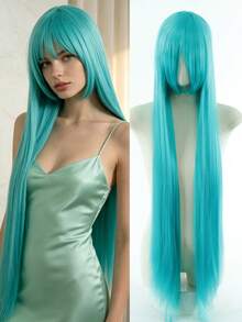 40 Inch Long White Women's Synthetic Wig, Straight Wig With Bangs, Black Wig, Pink Wig, Red Wig, Brown Wig, Blonde Wig, Cosplay Wig Middle Part Natural Straight Hair, Suitable For Daily Wear And Halloween Costume Party - Multicolor - View 20