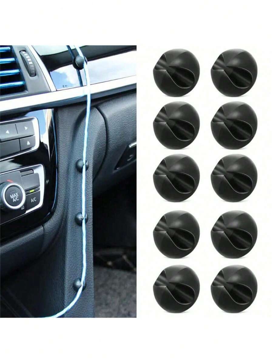 10 Pieces Cable Clasp Set For Car Dashboard - Streamlines Charging & Audio - Versatile Organizer Clips For A Clutter-Free Ride With Secure Phone Charging