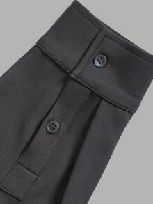 Men Fall Loose Fit Half Button Pullover Shirt, Lapel Collar Long Sleeve Solid Elegant Top For Vacation Business Occasions - Grey - View 5