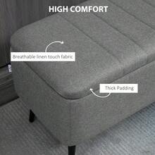 Linen-Look 92 X 31cm Storage Ottoman - White On-Site - Grey + Polyester - View 5