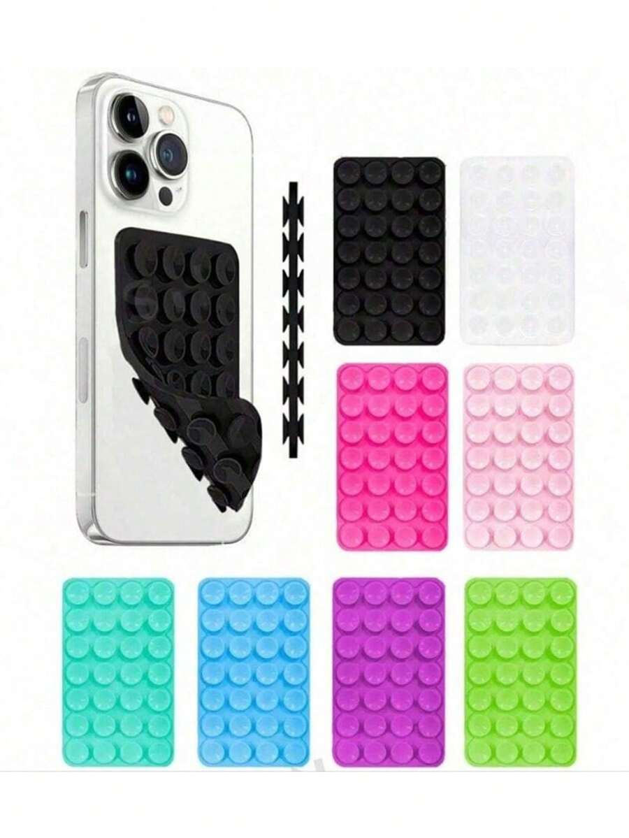 Anti-Slip Silicone Double-Sided Suction Cup Multi-Function Square Phone Holder, 28-Piece Suction Cup Sticker Fixator, Selfie Gadget - Multicolor - View 1