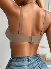 Bra Jelly Wanita, Push-Up, Pembesar Payudara, Bra Tali Bahu Anti-Kendur, Tanpa Kawat, Bra Penopang Samping, Cocok untuk Cup A/B, Sangat Pas untuk Payudara Kecil - Khaki - View 2