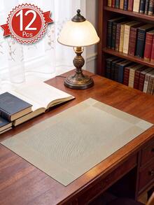 1-12pcs Gold PVC Rectangular Placemats, Minimalist Style Coffee Cup Coasters, Washable, Easy To Clean, Wipeable, Non-Slip, Heat Resistant, Suitable For Room Decor, Table Decor, Home Decor, Party Decor, Suitable For Holidays, Parties, Gatherings, Birthdays, Weddings, Gifts, Presents, Dinners, Outdoor, Picnics. - Multicolor - View 22