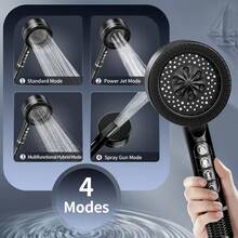 Piano Key Shower Head Set, Pressurized High-Pressure Handheld Rain Shower Head With 1.5m Hose, Drill-Free Wall-Mounted Bathroom Shower Head Kit, Home Bathroom Accessory - Piano Key Pressurized Shower Head - View 4